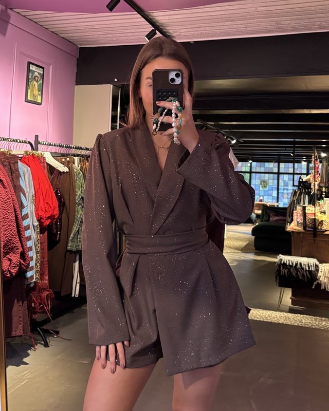 Sparkle playsuit brown