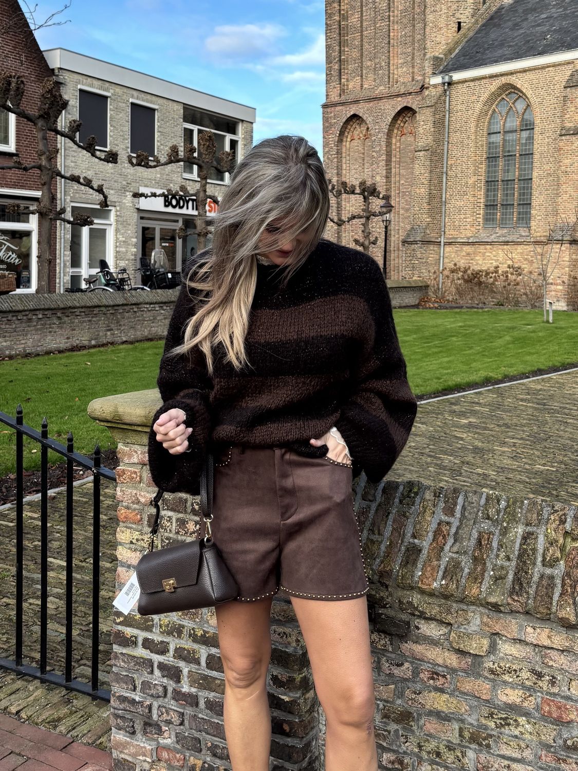 Bodey suede studs short