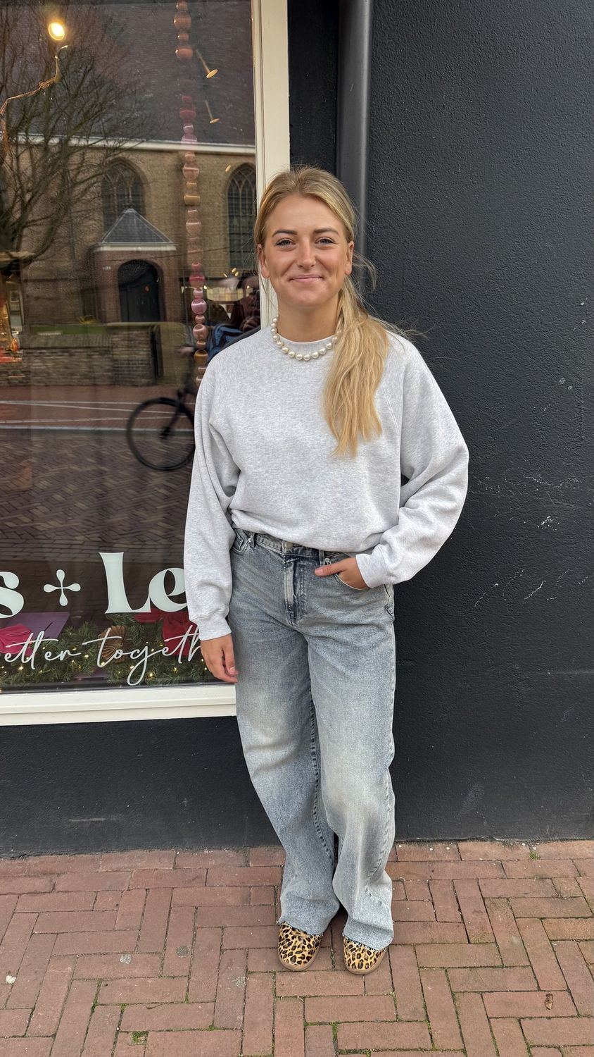 Graphic sweater grey melange