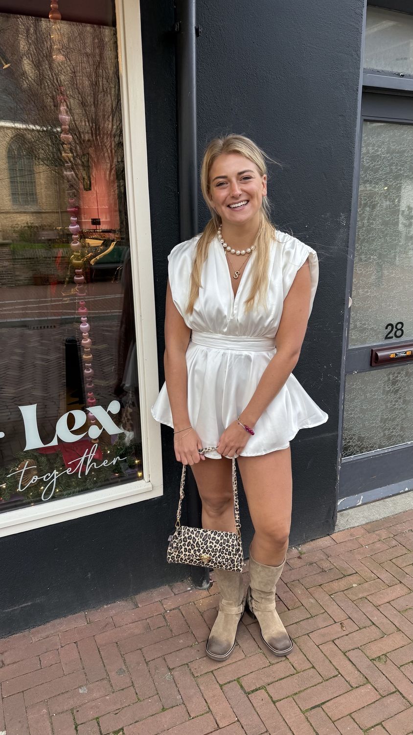 Selena satin playsuit ecru