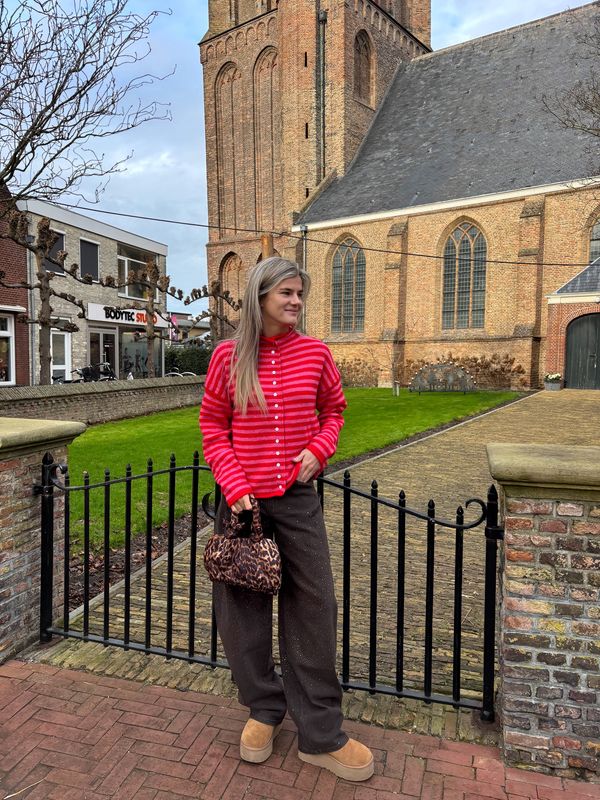 Layla striped cardigan pink