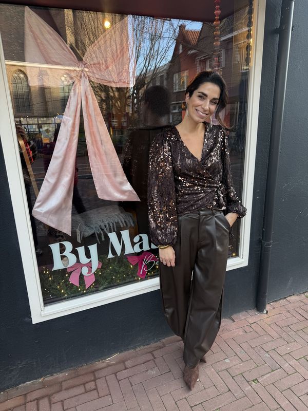 Violet leather balloon pants brown