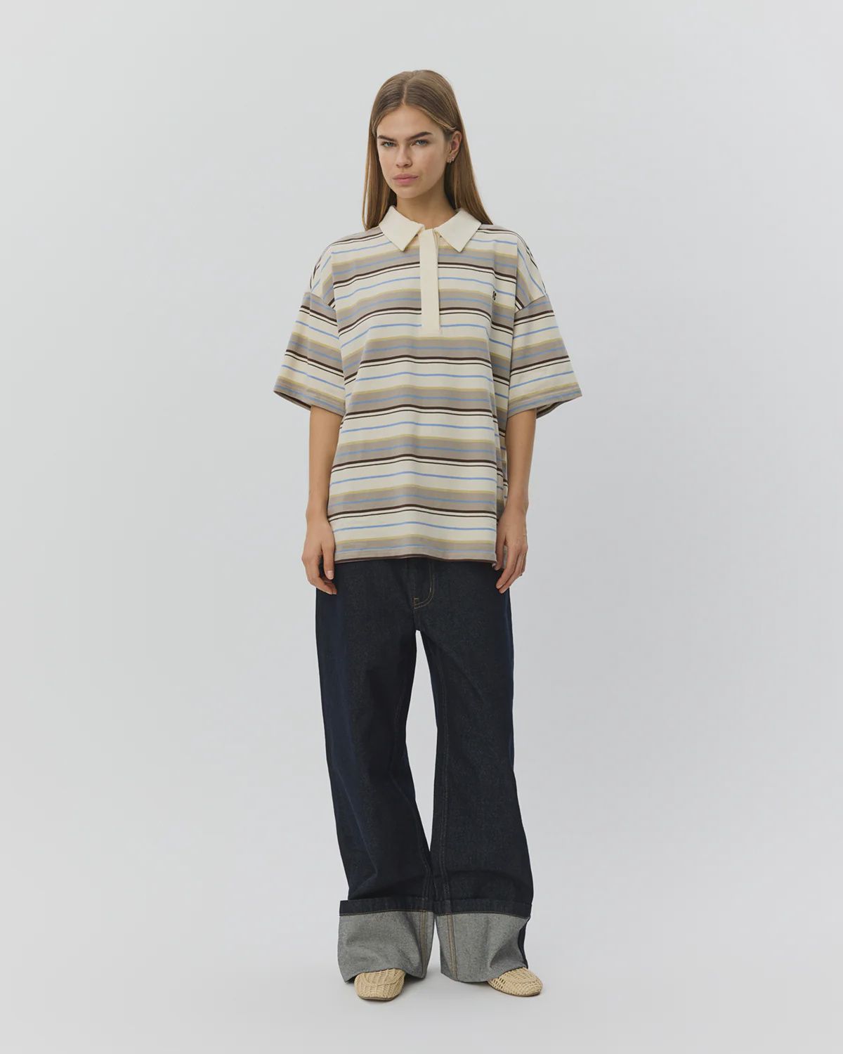 Pils oversized striped polo shirt
