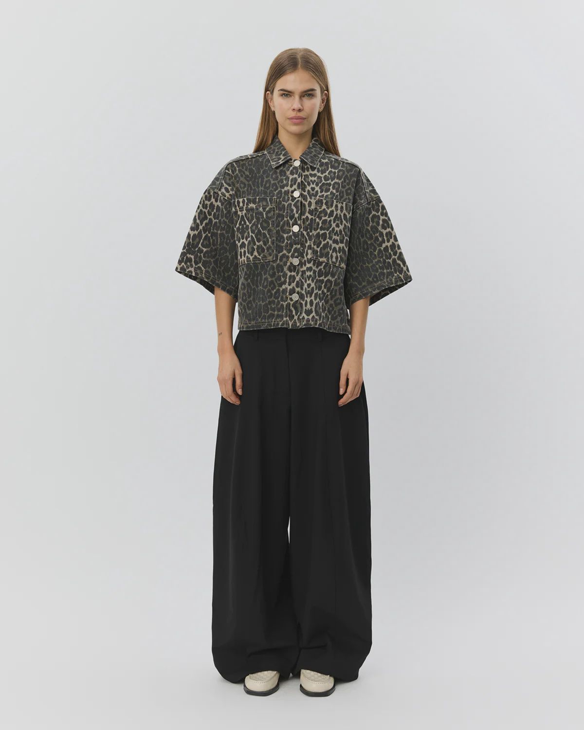 Aline denim shirt - Light brown leopard