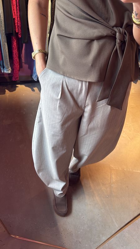 Violet balloon pantalon Khaki striped