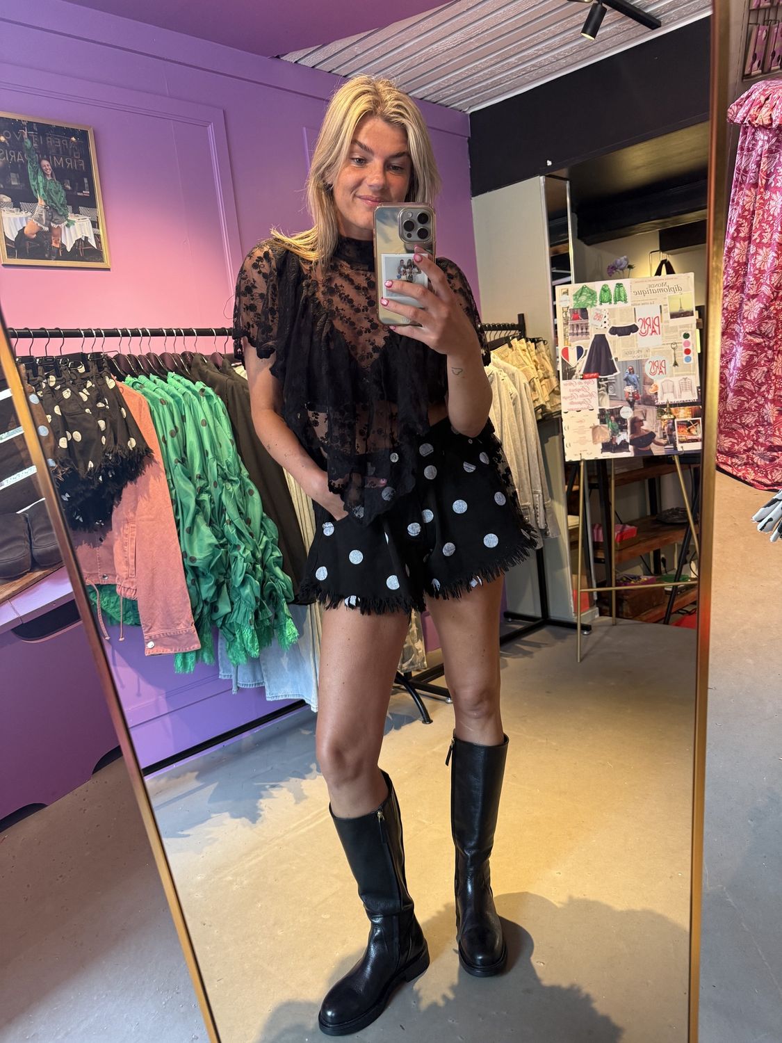 Pois short black/white