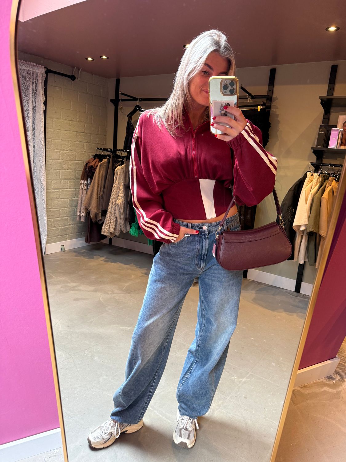 Zipper corset sweat bordeaux