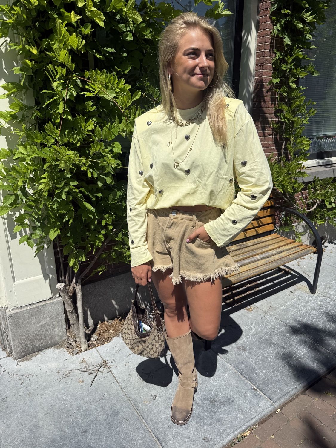 Hearts full longsleeve - yellow