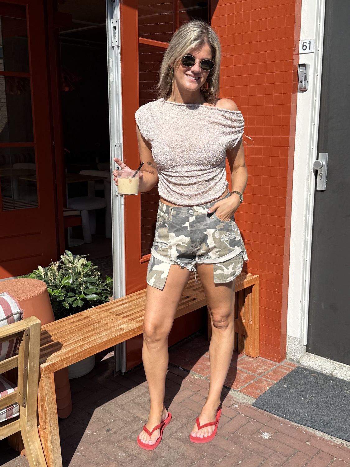 Claartje one shoulder top - taupe