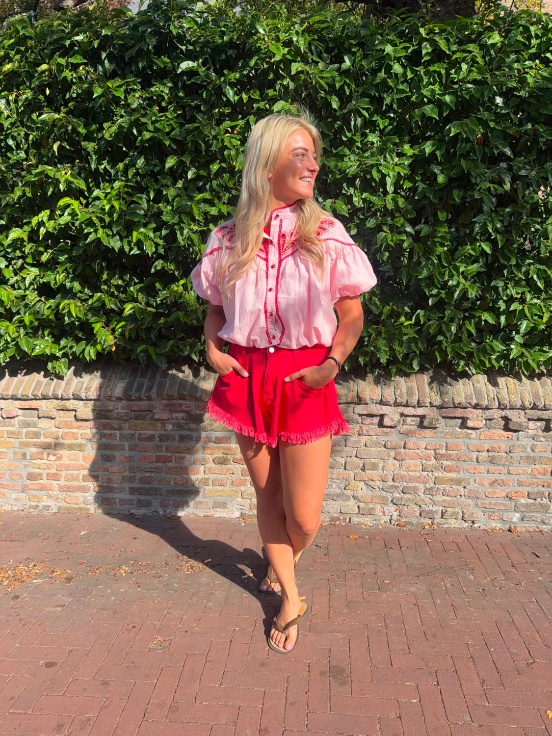 Flower cropped blouse