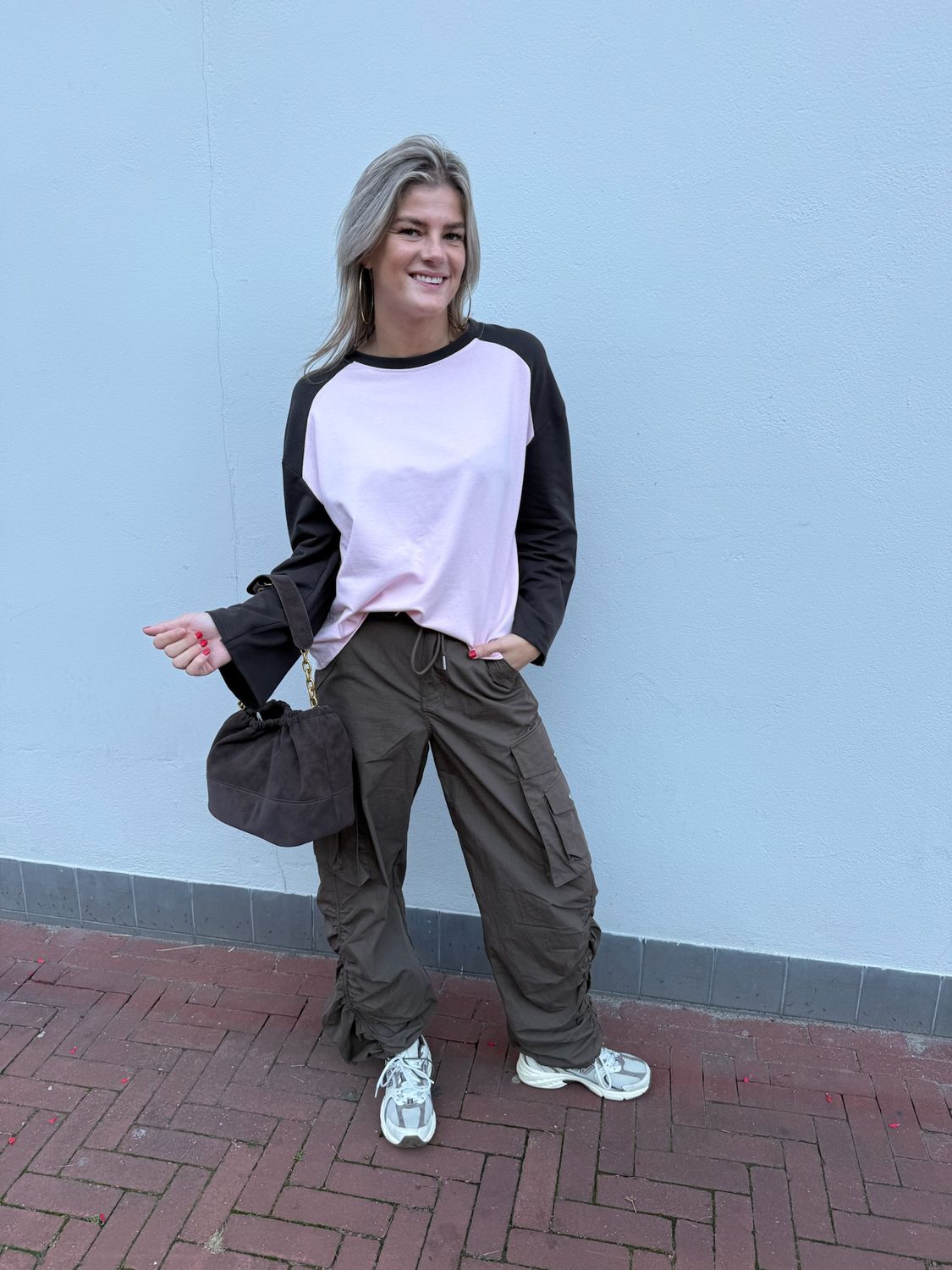 Baseball longsleeve - pink/brown