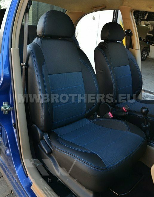 Comfort series with blue textile and blue stitching