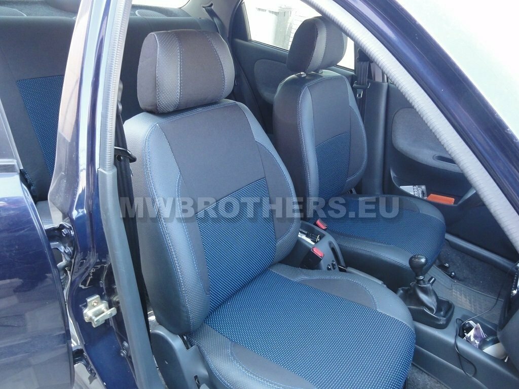 Comfort series with blue stitching and blue textile