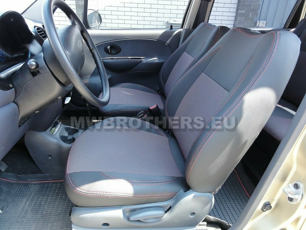 Comfort series with red stitching and red textile