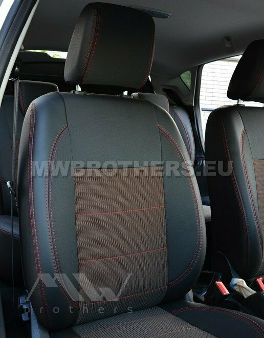 Comfort series with brown textile and red stitching