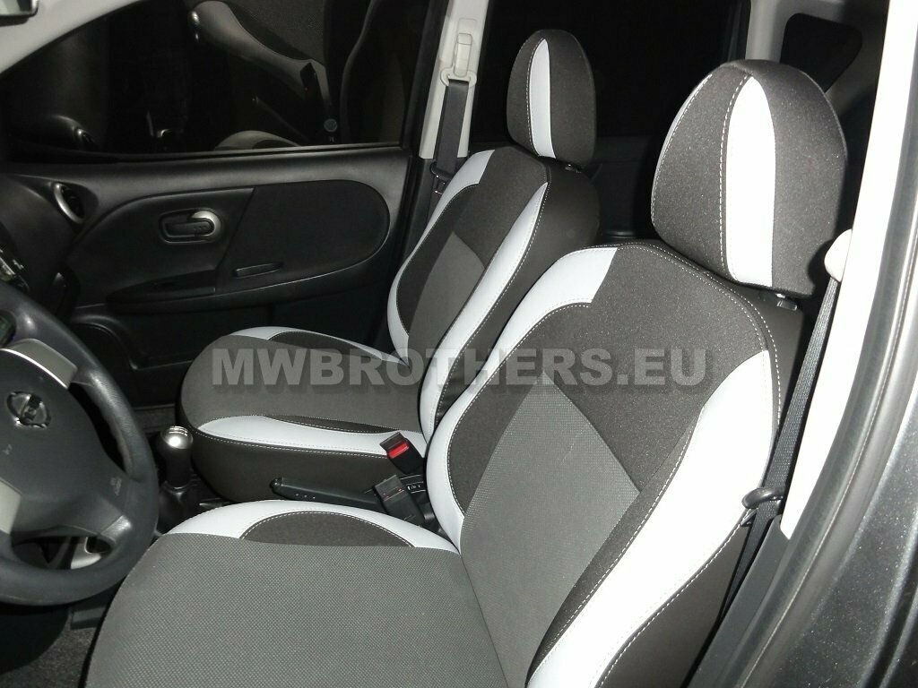 Comfort series with white leather and gray textile
