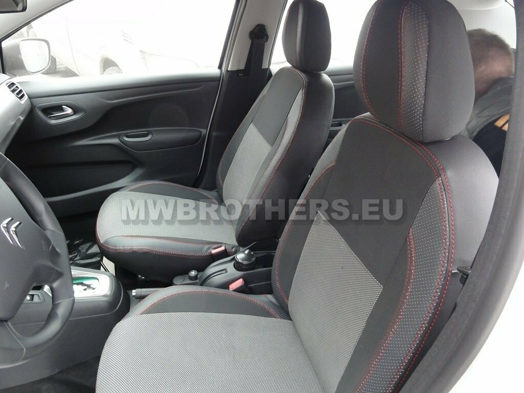 Comfort series with gray textile and red stitching