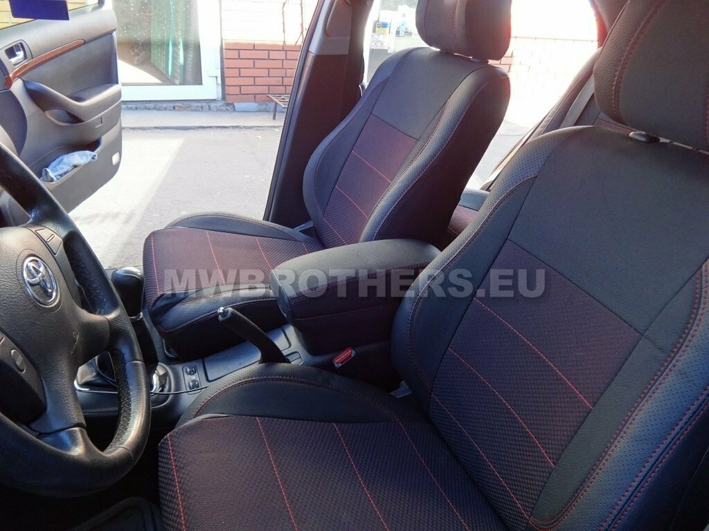 Comfort series with red textile and red stitching