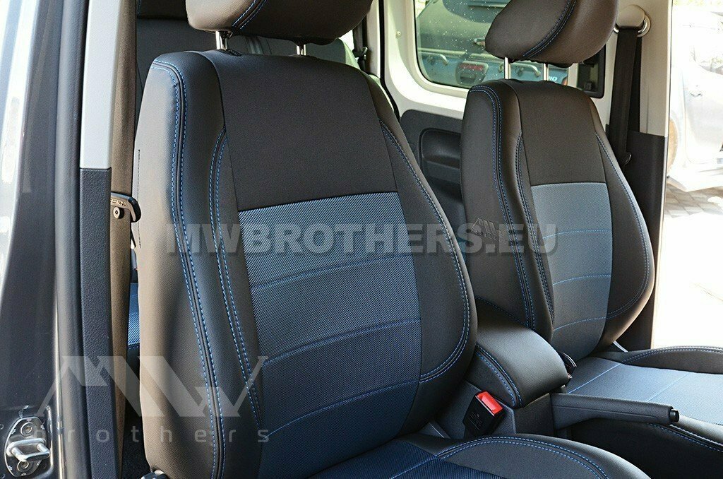 Comfort series with blue stitching