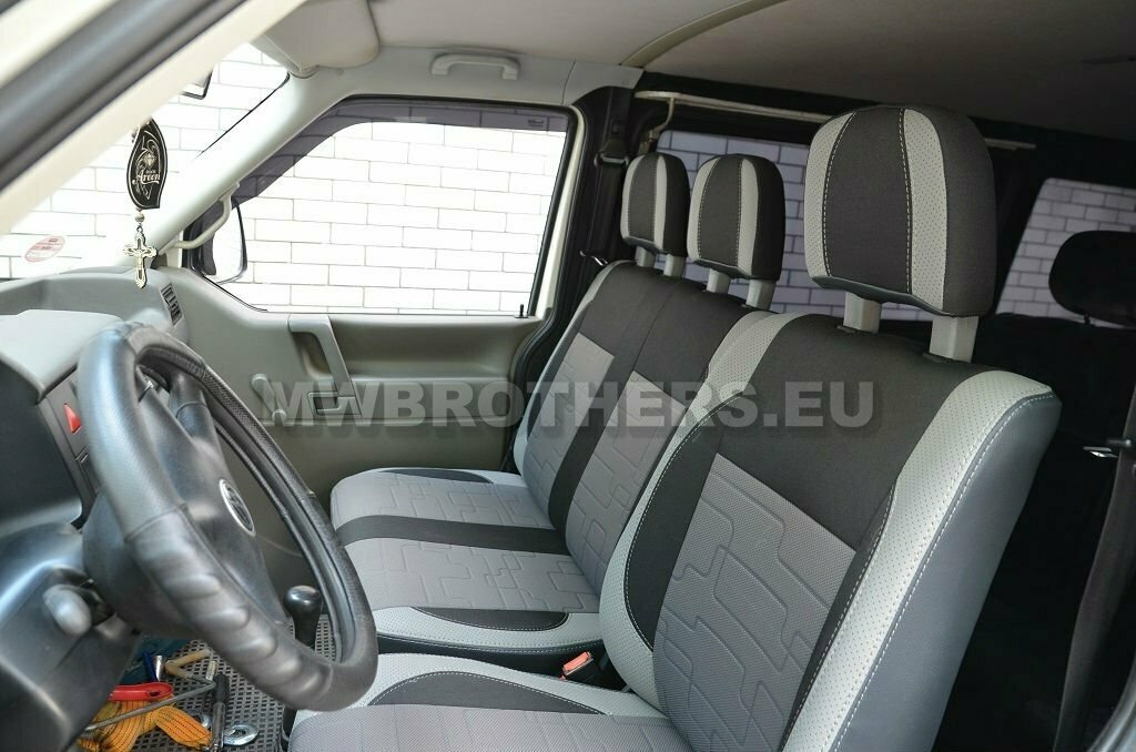 Comfort series with white leather and  gray textile