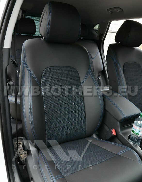 Dynamic series with blue stitching