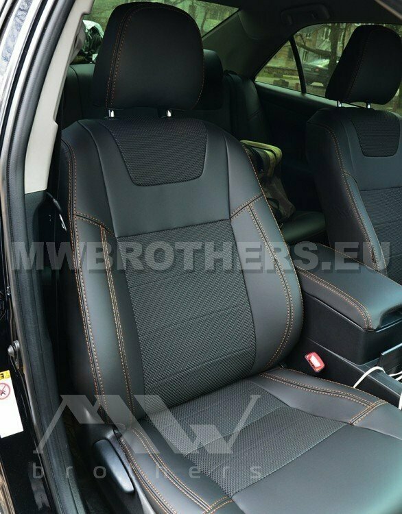 Dynamic series with brown stitching