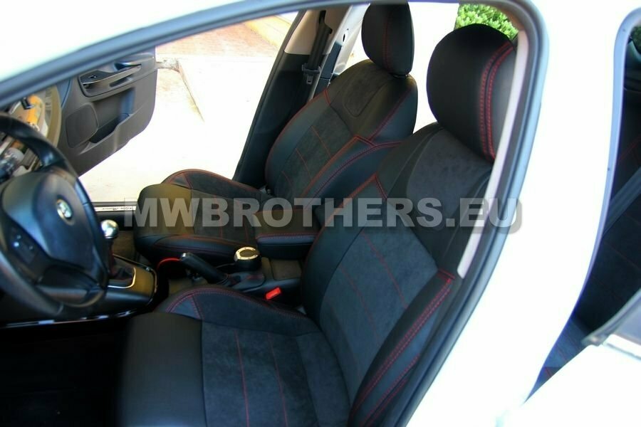 Leather series with red stitching