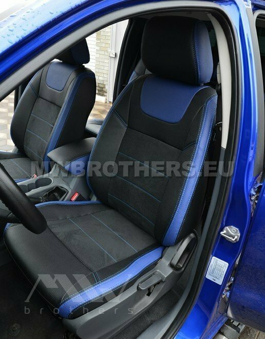 Leather series with blue includes and blue stitching