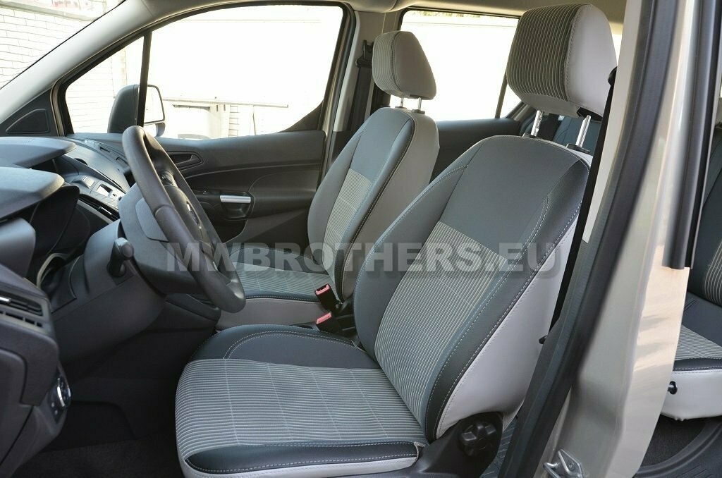 Comfort series with white leather and gray textile