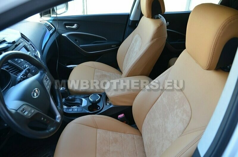 Leather series with beige leather and beige alcantara and brown stitching