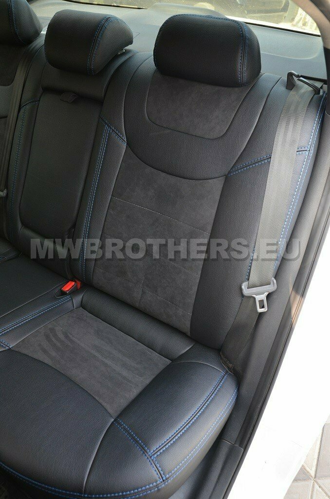 Leather series with blue stitching