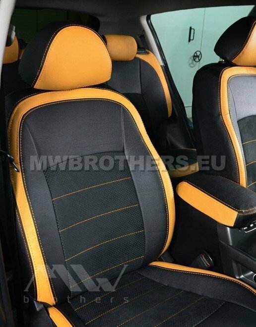 Leather series with orange includes and orange stitching