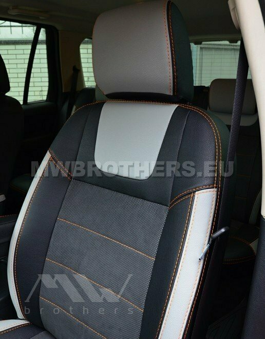 Leather series with white includes and orange stitching