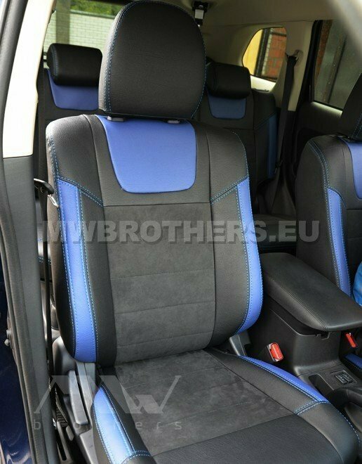 Leather series with blue includes and blue stitching