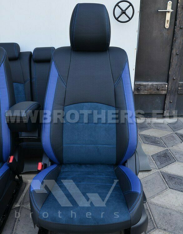 Leather series with blue includes and blue stitching