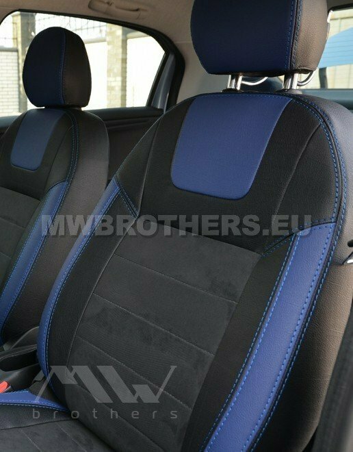 Leather series with blue includes and blue stitching