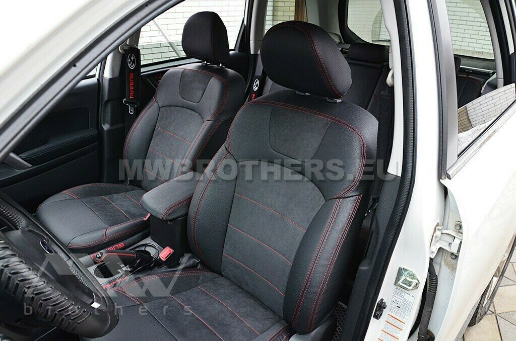 Leather series with red stitching