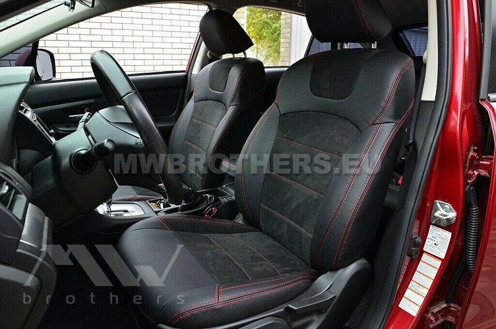 Leather series with red stitching