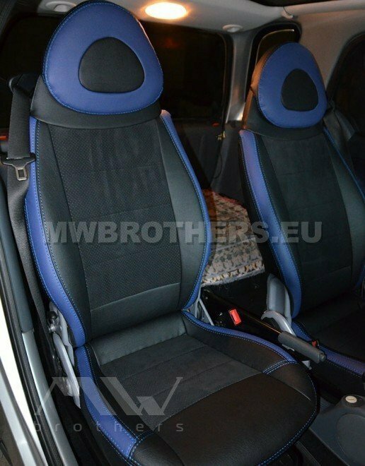 Leather series with blue includes and blue stitching