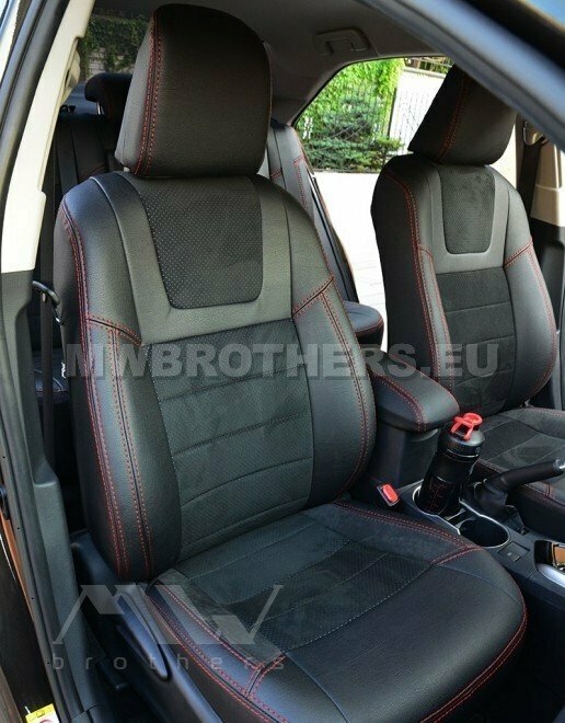 Leather series with red stitching