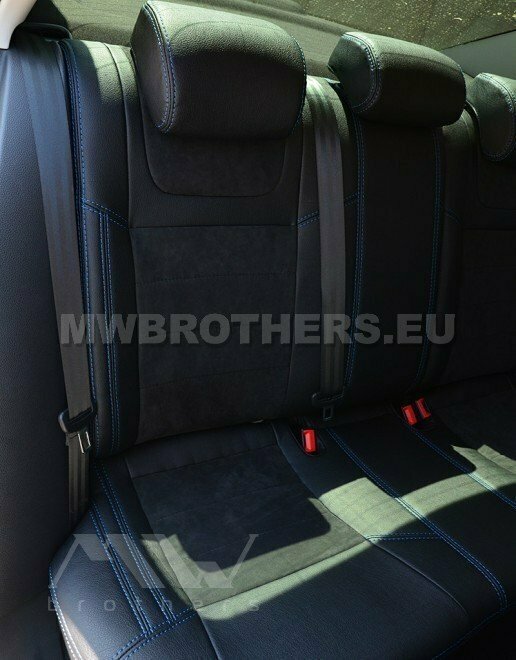 Leather series with blue stitching