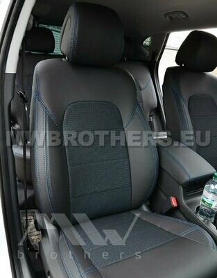 Dynamic series with blue stitching