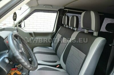 Comfort series with white leather and  gray textile
