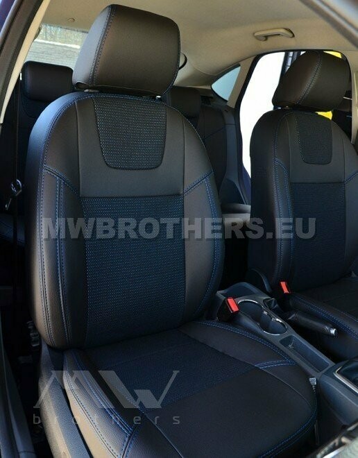 Dynamic series with blue stitching