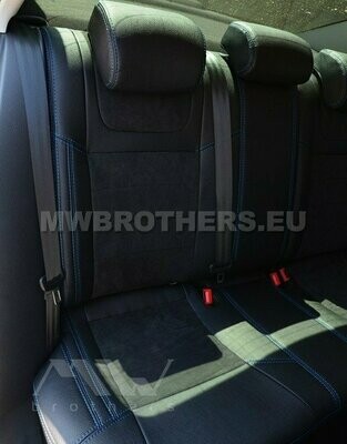 Leather series with blue stitching