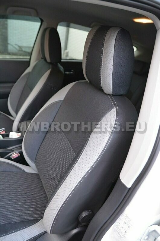 Comfort series with white leather gray textile