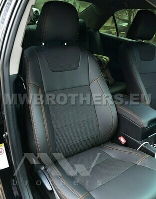 Dynamic series with brown stitching