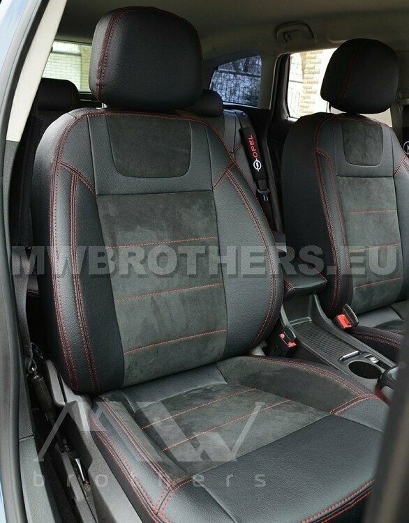 Leather series with red stitching