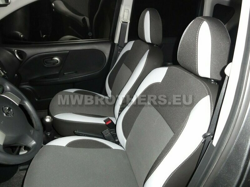 Comfort series with white leather and gray textile