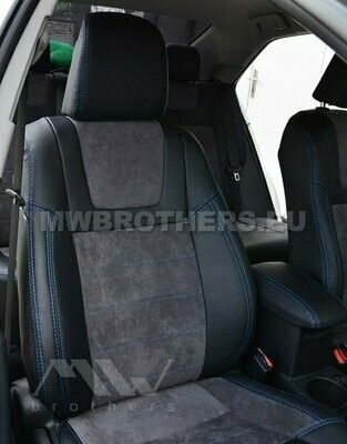 Leather series with blue stitching